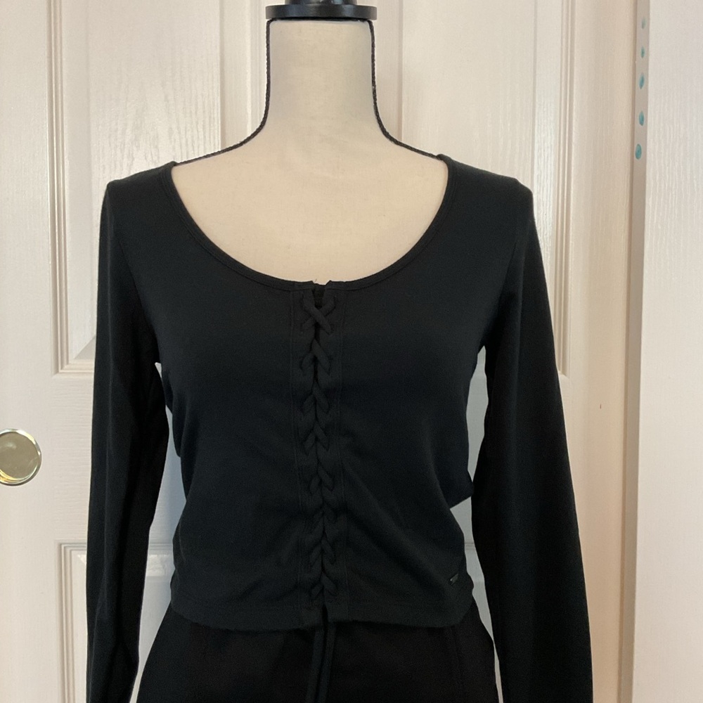 Black Lace-Up Women's Top